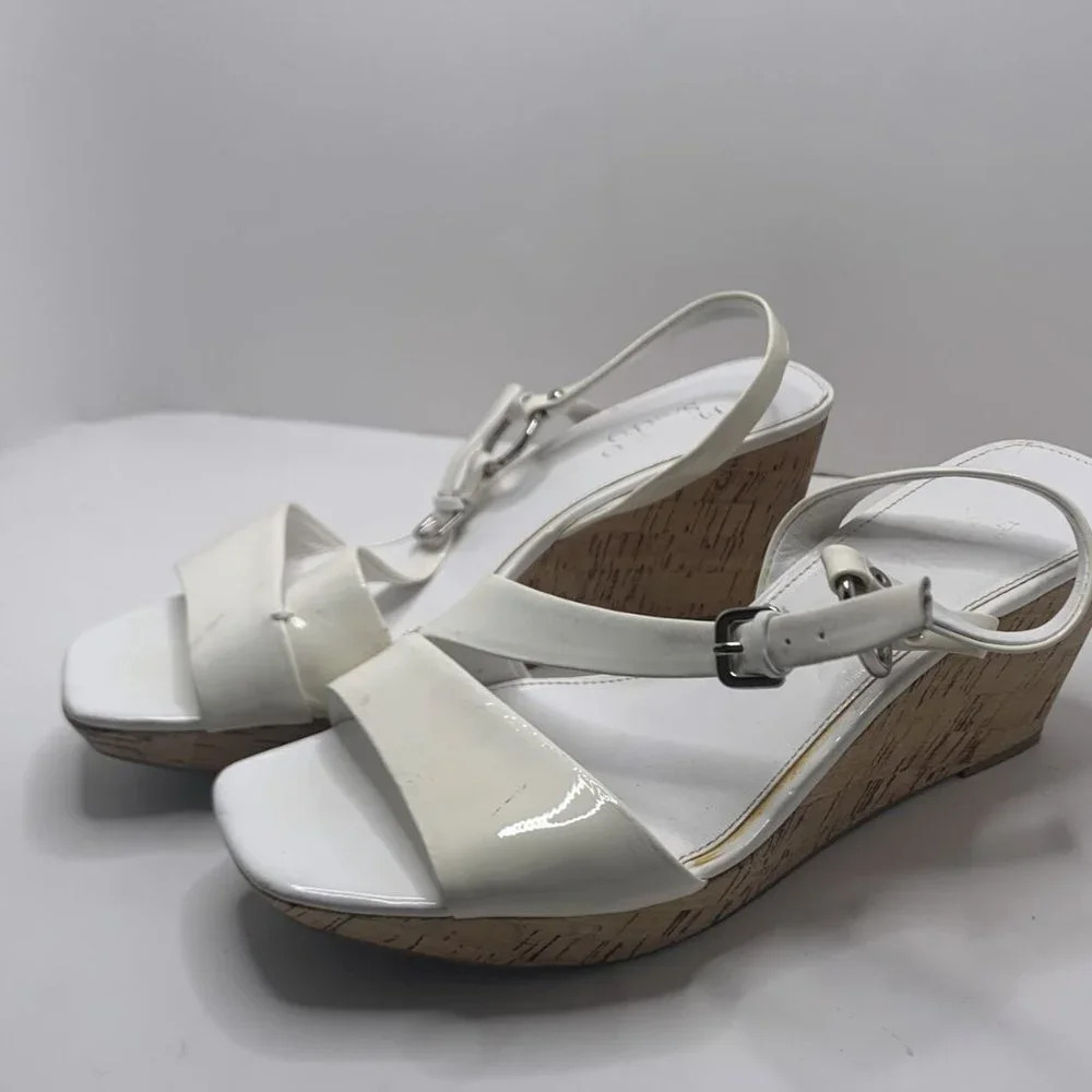 Franco Sarto Wedge white cork leather uppper Leath - Picture 1 of 5